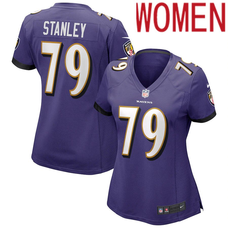 Women Baltimore Ravens 79 Ronnie Stanley Nike Purple Game NFL Jersey